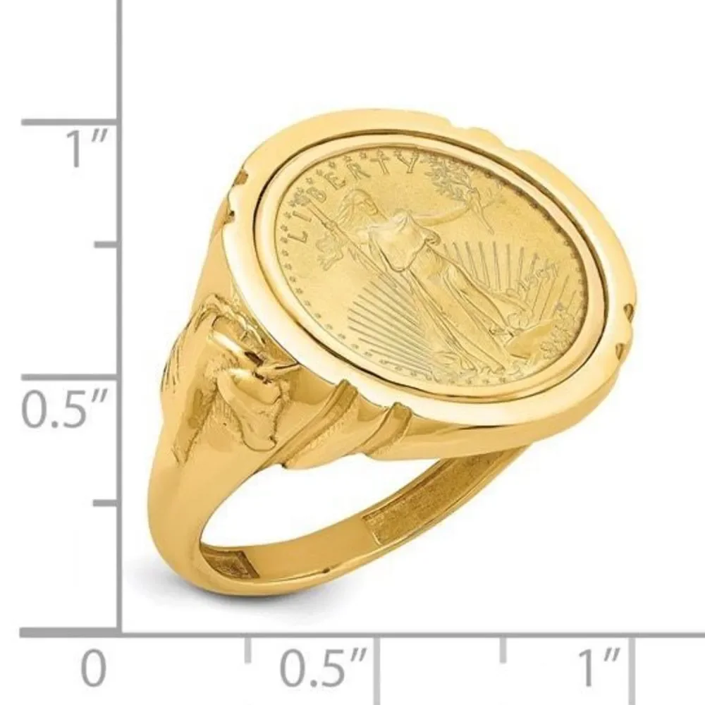 Wideband Distinguished Coin Jewelry: 14k Men's Polished with Horse Sides Mounted